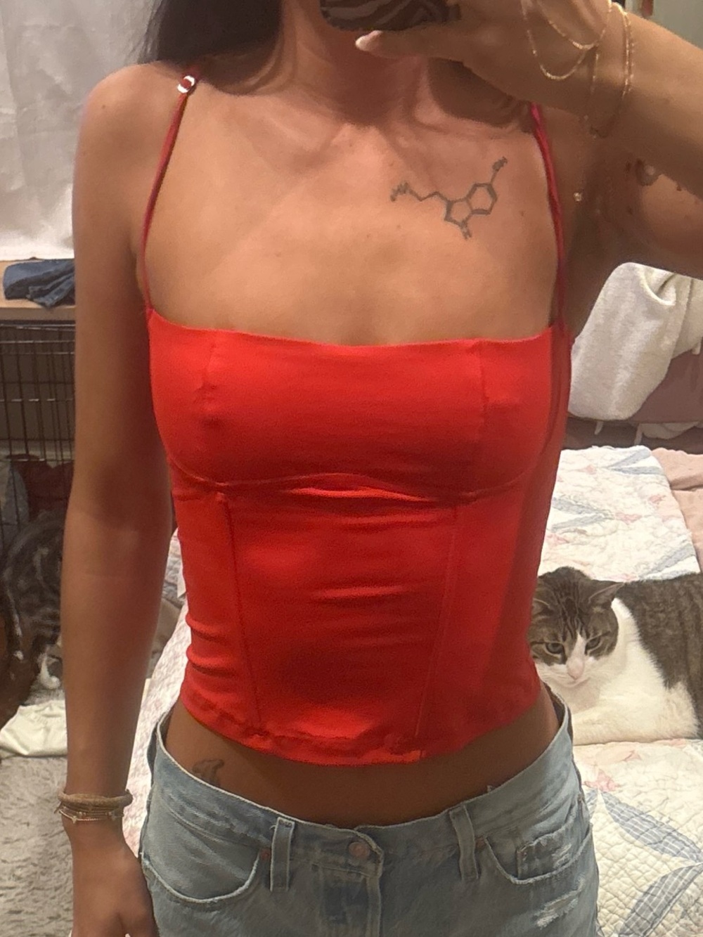 Red Strappy Bustier Corset Top